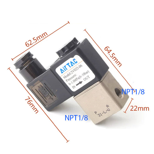 Airtac 2V025-06: 2 Way Solenoid Valve - 2V02506AT
