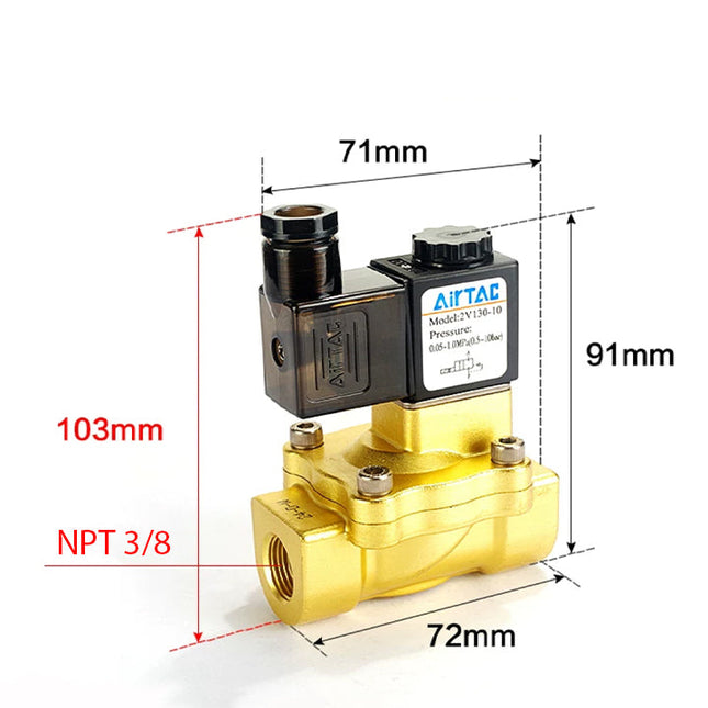 Airtac 2V130-10: 2 Way Solenoid Valve - 2V13010AT