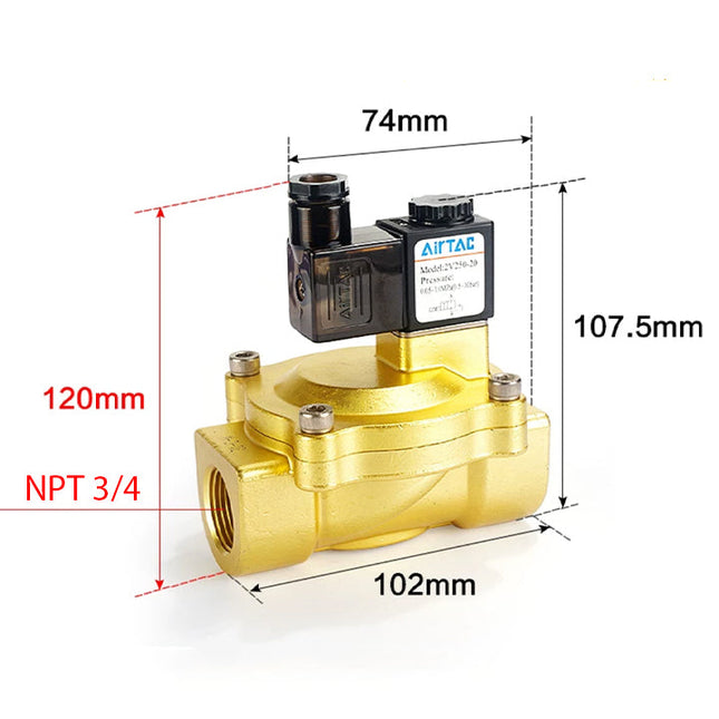 Airtac 2V250-20: 2 Way Solenoid Valve - 2V25020BT