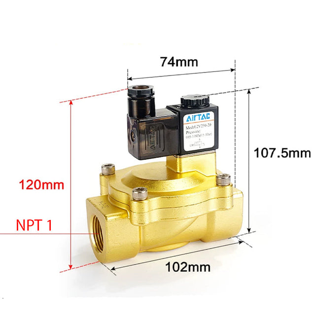 Airtac 2V250-25: 2 Way Solenoid Valve - 2V25025BT