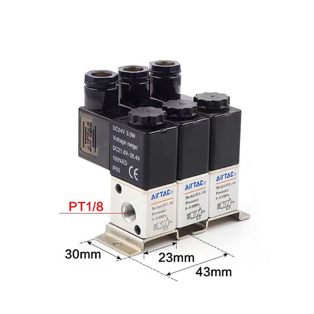 Airtac 3V1-06: Solenoid (3/2 way) +manifold - 3V106F3F