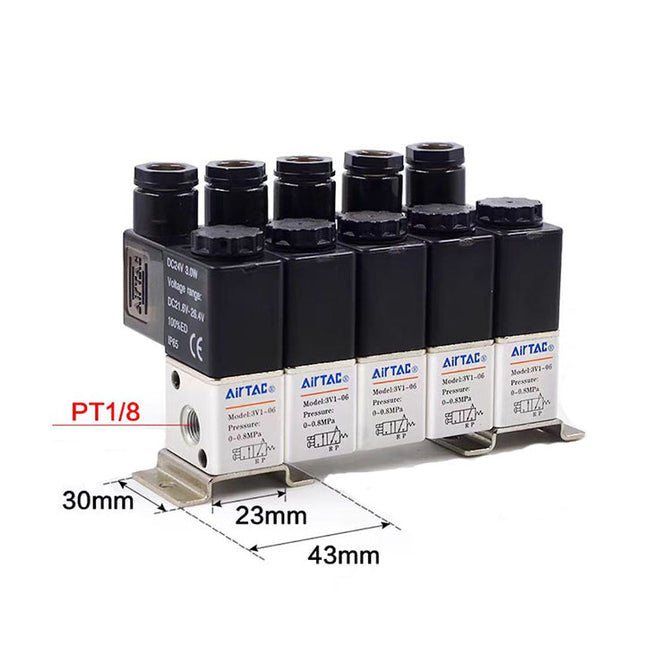 Airtac 3V1-06: Solenoid (3/2 way) +manifold - 3V106E5F