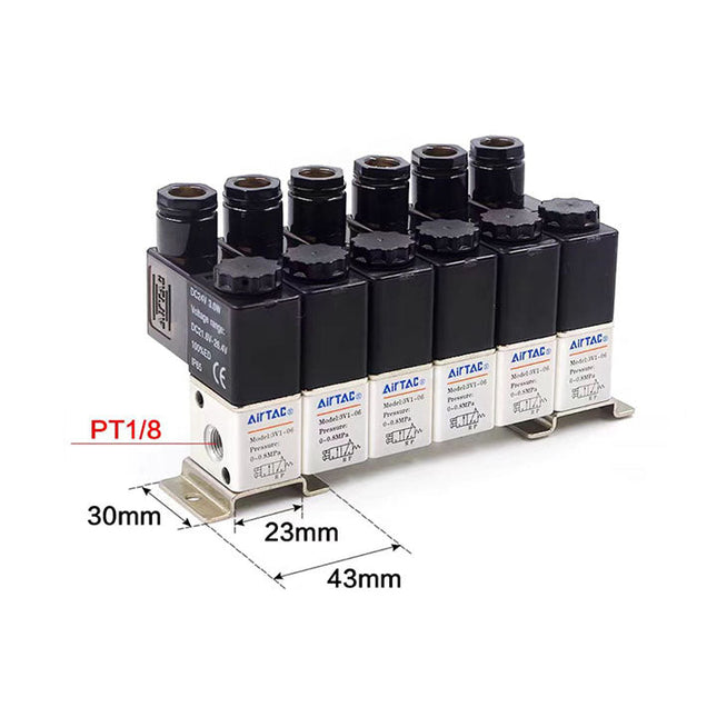 Airtac 3V1-06: Solenoid (3/2 way) +manifold - 3V106F6F