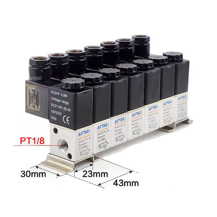Airtac 3V1-06: Solenoid (3/2 way) +manifold - 3V106F7F