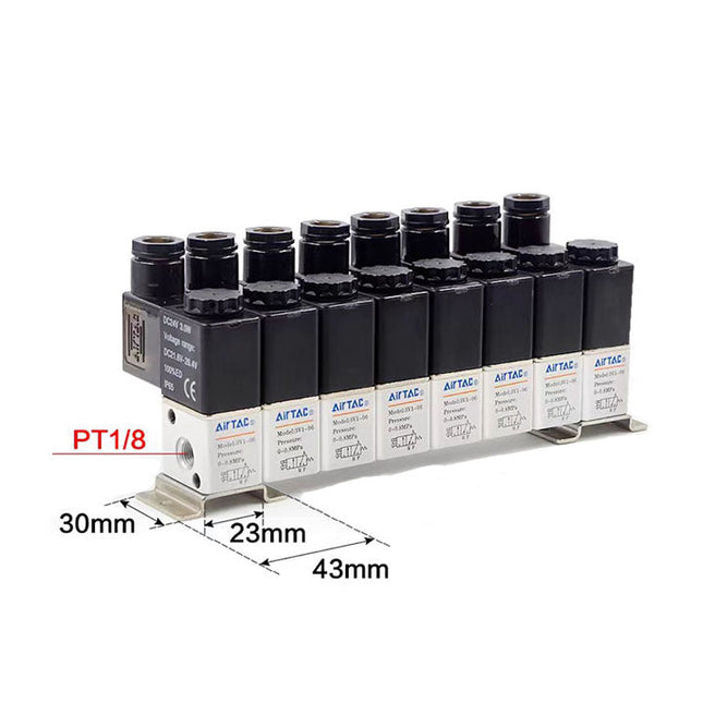 Airtac 3V1-06: Solenoid (3/2 way) +manifold - 3V106B8F