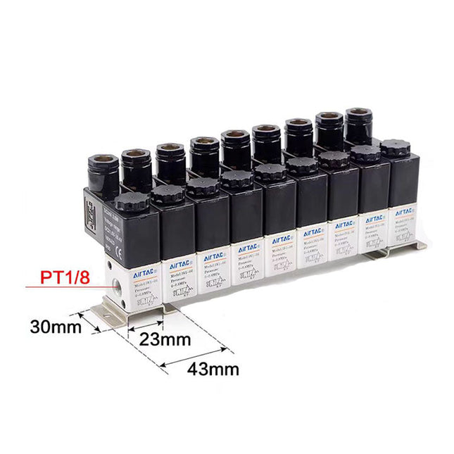 Airtac 3V1-06: Solenoid (3/2 way) +manifold - 3V106F9F