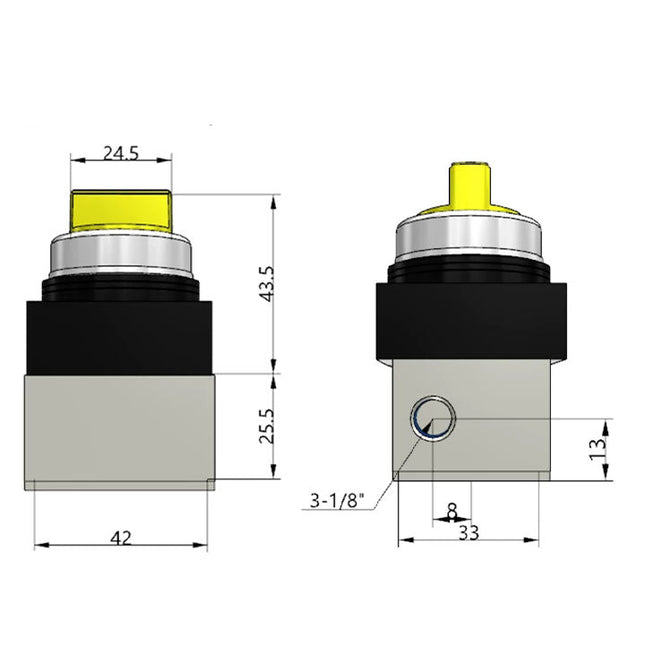 Airtac CM3HD-06: Manual Valve. 5 Way - CM3HD06YT