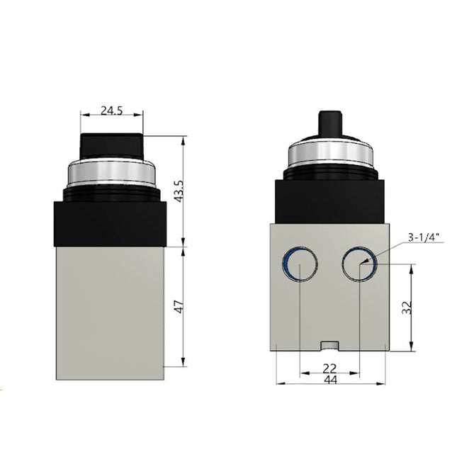 Airtac CM3HD-08: Manual Valve. 5 Way - CM3HD08BG
