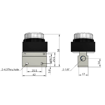 Airtac CM3PF-06: Manual Valve. 3 Way - CM3PF06BG