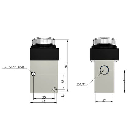 Airtac CM3PF-08: Manual Valve. 3 Way - CM3PF08YG