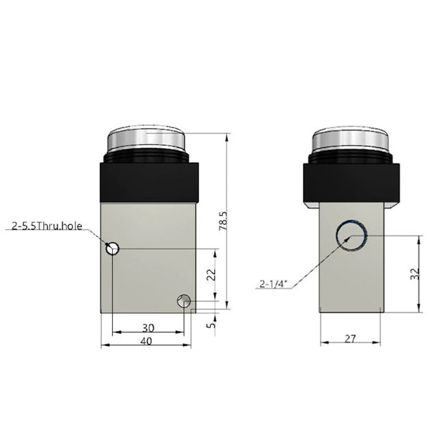 Airtac CM3PF-08: Manual Valve. 3 Way - CM3PF08YT