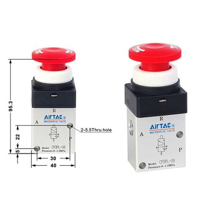 Airtac CM3PL-08: Manual Valve. 3 Way - CM3PL08