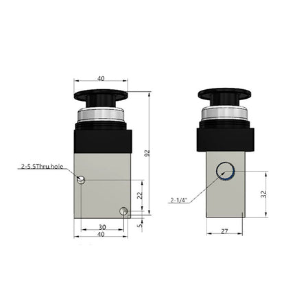 Airtac CM3PM-08: Manual Valve. 3 Way - CM3PM08BT