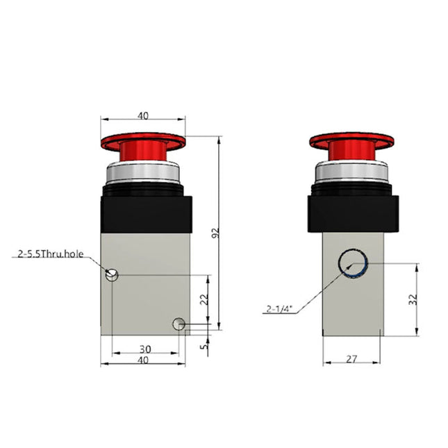 Airtac CM3PM-08: Manual Valve. 3 Way - CM3PM08RG