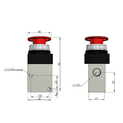 Airtac CM3PM-08: Manual Valve. 3 Way - CM3PM08R