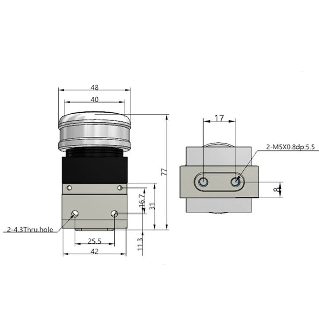 Airtac CM3PMS-05: Manual Valve. 3 Way - CM3PMS05B