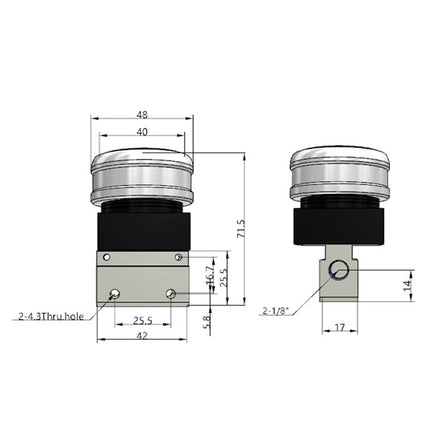 Airtac CM3PMS-06: Manual Valve. 3 Way - CM3PMS06BT