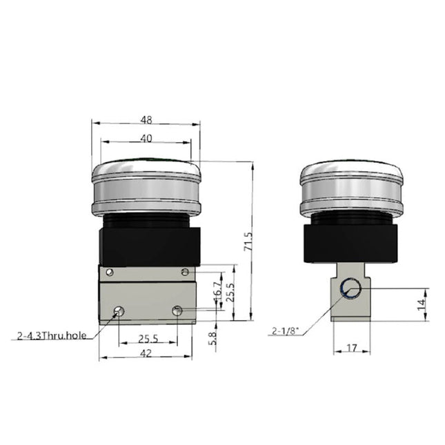 Airtac CM3PMS-06: Manual Valve. 3 Way - CM3PMS06GT