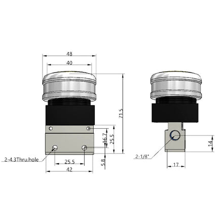 Airtac CM3PMS-06: Manual Valve. 3 Way - CM3PMS06YG