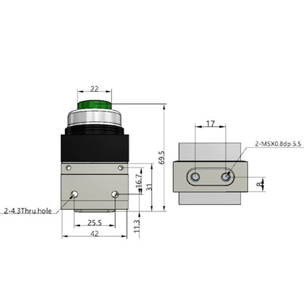 Airtac CM3PP-05: Manual Valve. 3 Way - CM3PP05G