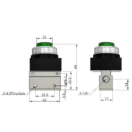 Airtac CM3PP-06: Manual Valve. 3 Way - CM3PP06G