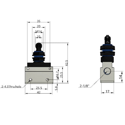 Airtac CM3V-06: Manual Valve. 3 Way - CM3V06G