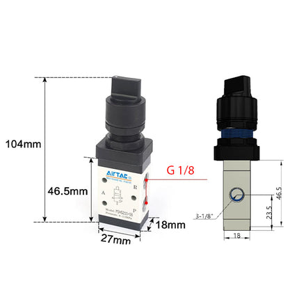 Airtac M3HS110-06: Manual Valve. 3 Way - M3HS11006BG