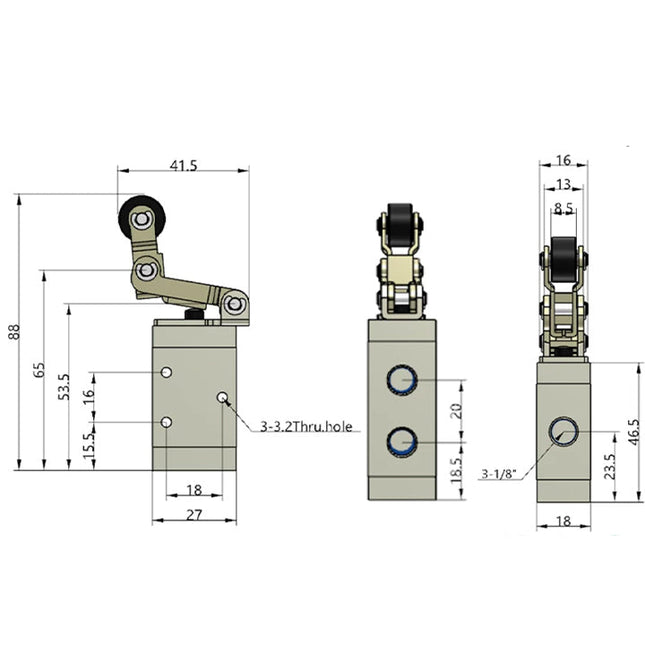 Airtac M3L110-06: Manual Valve. 3 Way - M3L11006
