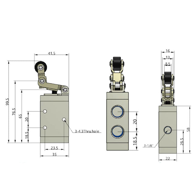 Airtac M3L210-06: Manual Valve. 3 Way - M3L21006T