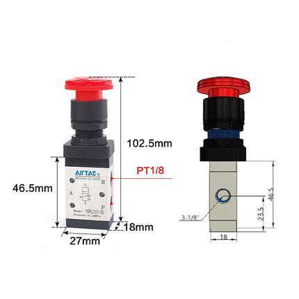 Airtac M3PL110-06: Manual Valve. 3 Way - M3PL11006