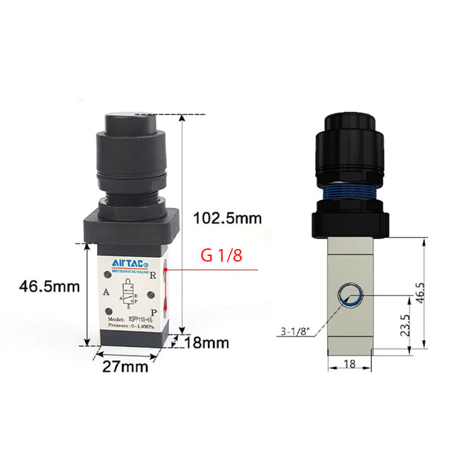 Airtac M3PP110-06: Manual Valve. 3 Way - M3PP11006BG