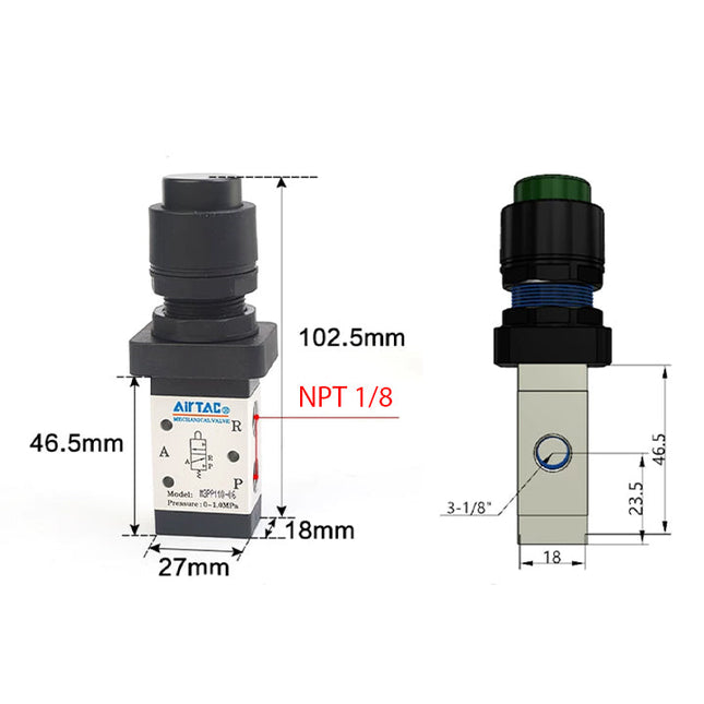 Airtac M3PP110-06: Manual Valve. 3 Way - M3PP11006GT