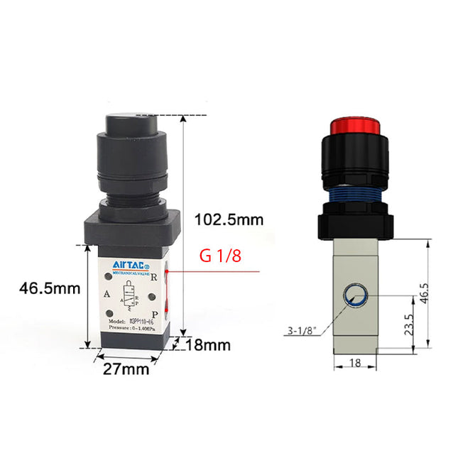 Airtac M3PP110-06: Manual Valve. 3 Way - M3PP11006RG