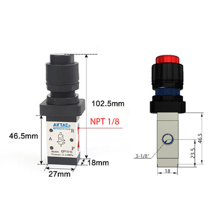 Airtac M3PP110-06: Manual Valve. 3 Way - M3PP11006RT