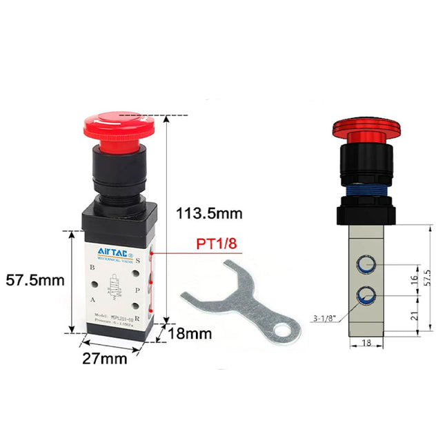 Airtac M5PL110-06: Manual Valve. 5 Way - M5PL11006