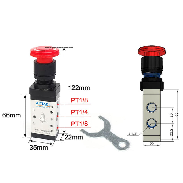 Airtac M5PL210-08: Manual Valve. 5 Way - M5PL21008