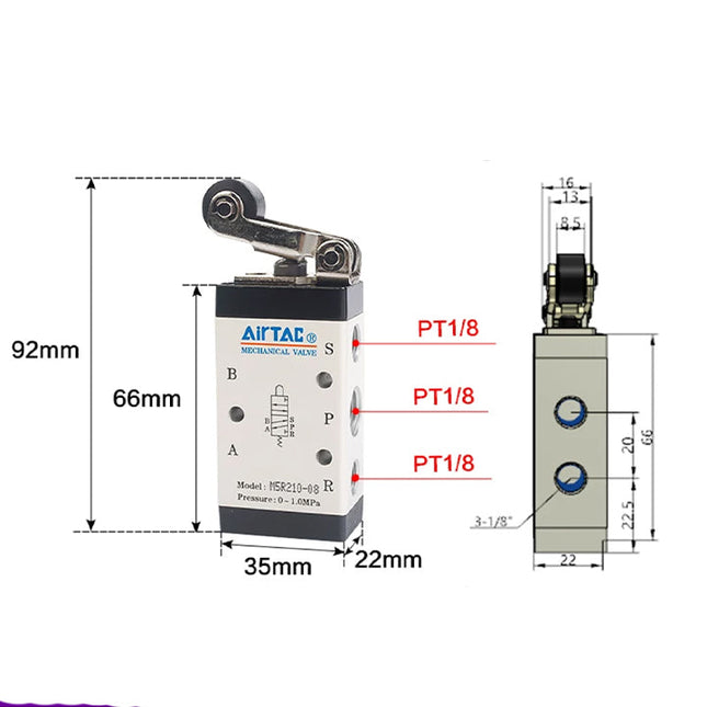 Airtac M5R210-06: Manual Valve. 5 Way - M5R21006