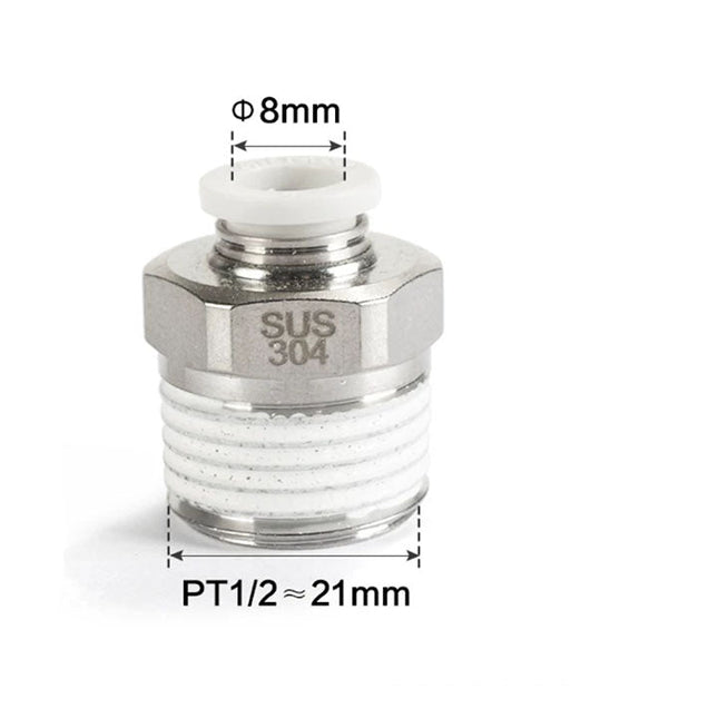 Airtac PC: Male connector--One-touch fittings(stainless steel) - PC804-S