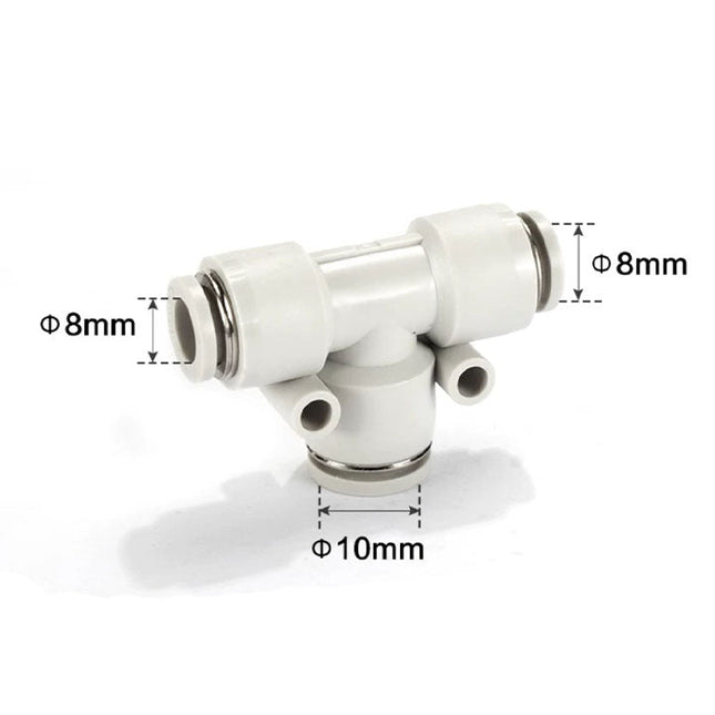 Airtac PEW: Push Lock Fitting. Different Diameter Tee - PEW10-8D