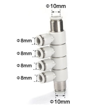 Airtac PHD: Push Lock Fitting. Universal Reducer Four Branch Union - PHD10-8