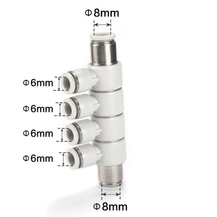 Airtac PHD: Push Lock Fitting. Universal Reducer Four Branch Union - PHD8-6