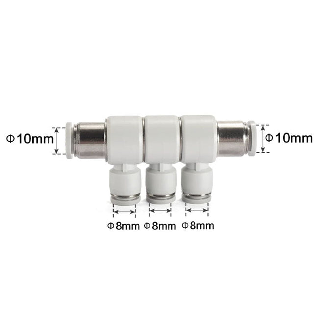Airtac PHK: Push Lock Fitting. Universal Reducer Triple Branch Union - PHK10-8