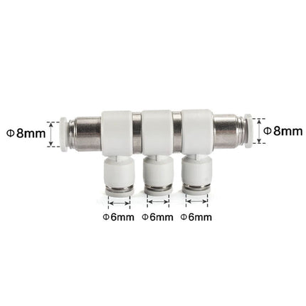 Airtac PHK: Push Lock Fitting. Universal Reducer Triple Branch Union - PHK8-6
