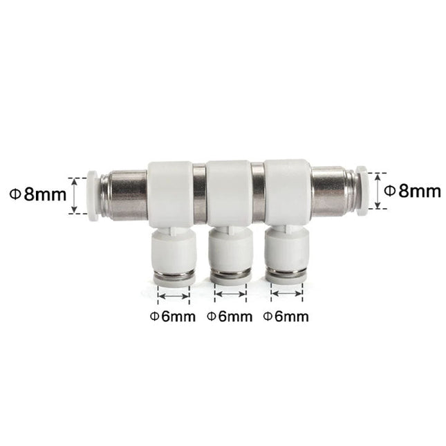 Airtac PHK: Push Lock Fitting. Universal Reducer Triple Branch Union - PHK8-6