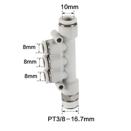Airtac PKD: Push Lock Fitting. Male Reducer Triple Branch - PKD10-803D