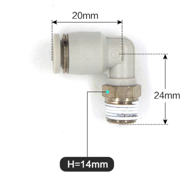 Airtac PL: Push Lock Fitting. Male Elbow - PL602