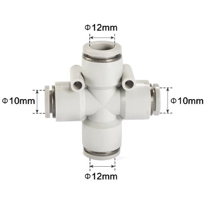 Airtac PZG: Push Lock Fitting. Different Diameter Cross - PZG12-10