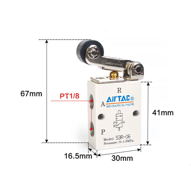 Airtac S3R-06: Manual Valve. 3 Way - S3R06