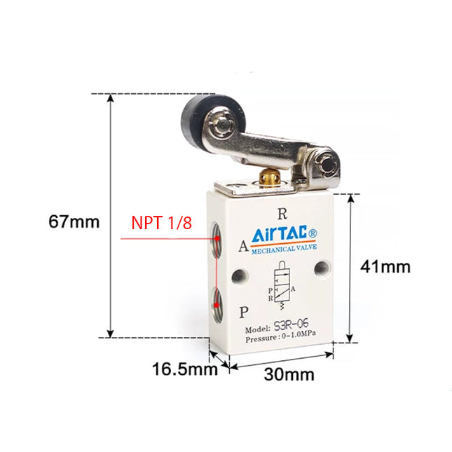 Airtac S3R-06: Manual Valve. 3 Way - S3R06T