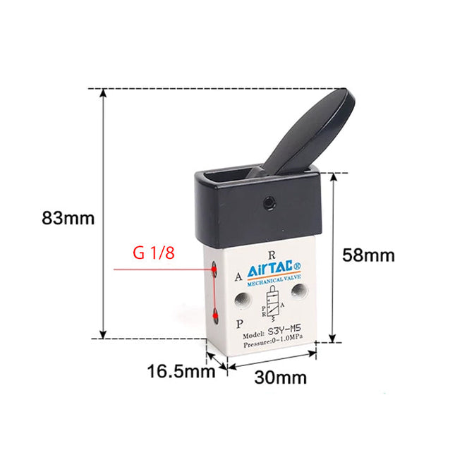 Airtac S3Y-06: Manual Valve. 3 Way - S3Y06G